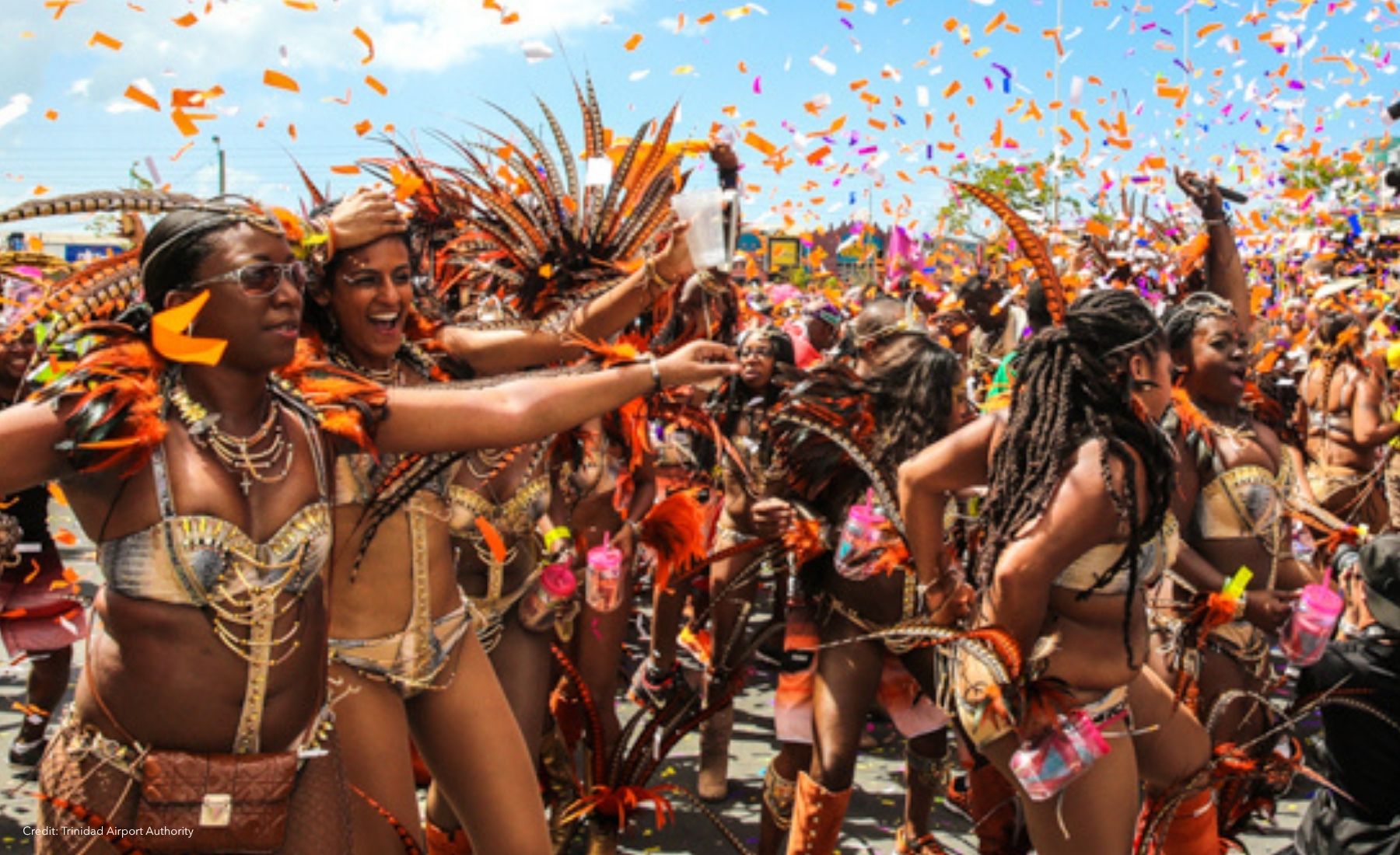 People celebrating Carnival in Trinidad Port of Spain