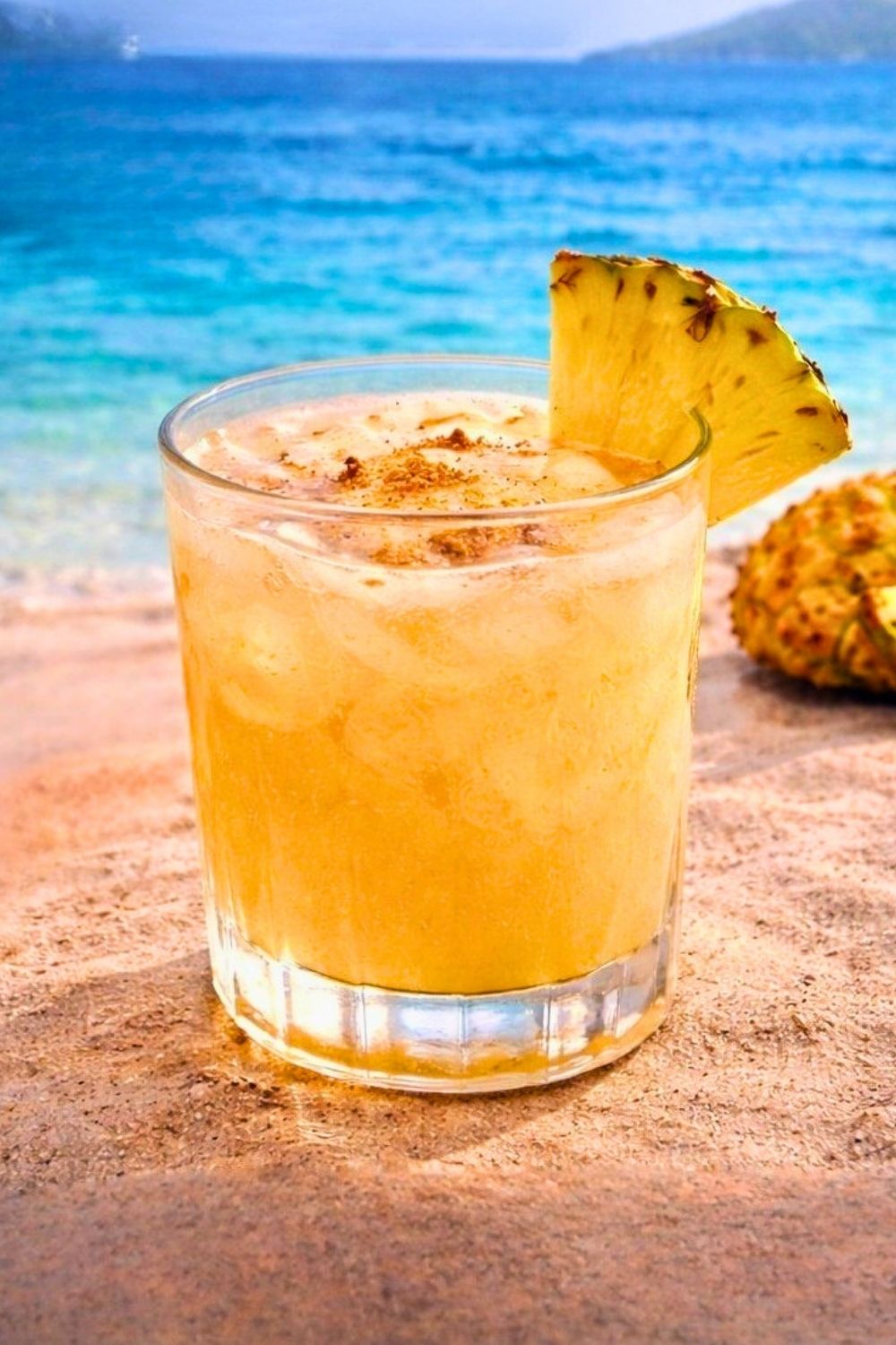 Painkiller rum cocktail with nutmeg in the British Virgin Islands