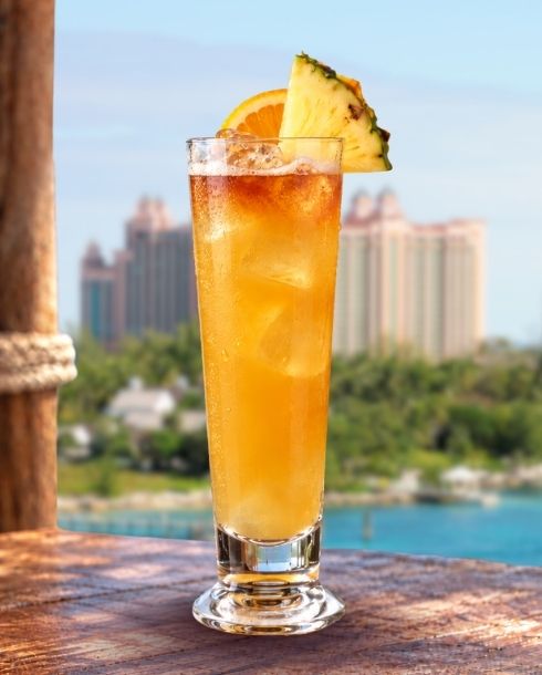 The Bahamian classic Goombay Cocktail on the table in Nassau