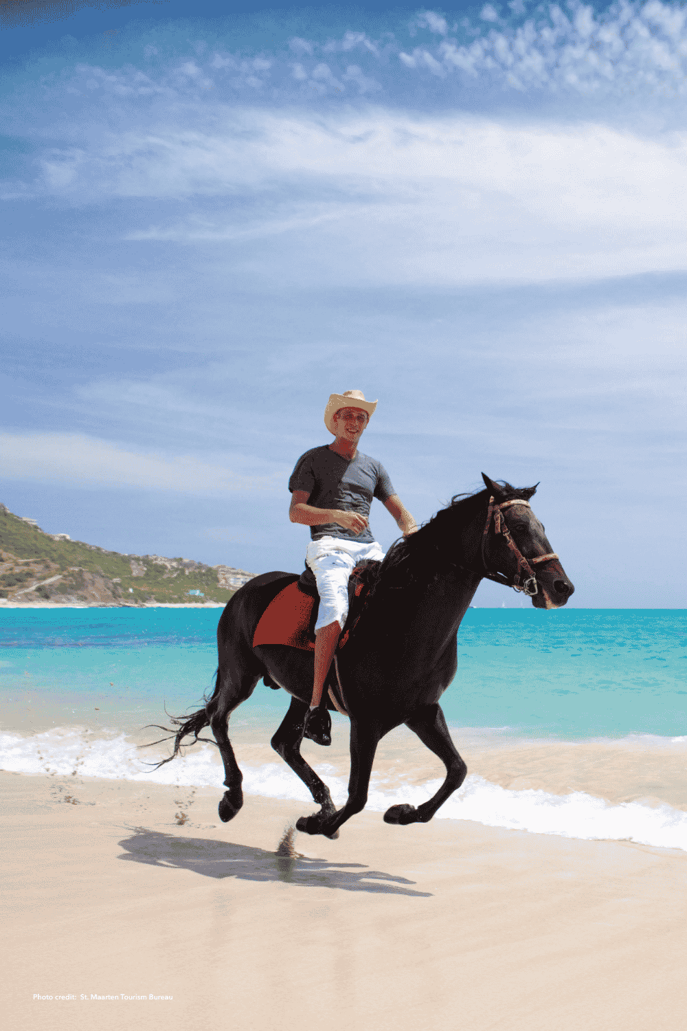 Horseback riding along the coast at Seaside Nature Park in St Maarten