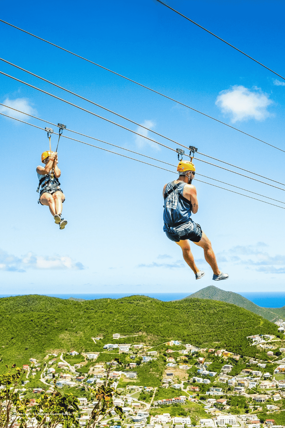 Ziplining above the trees at Loterie Farm in St Martin