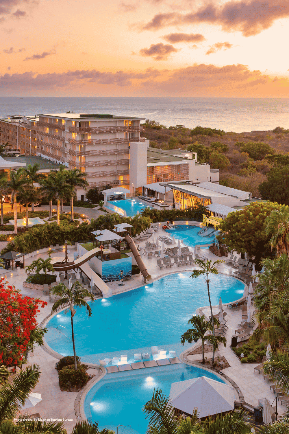 Oceanfront resort at Maho Beach in St Maarten
