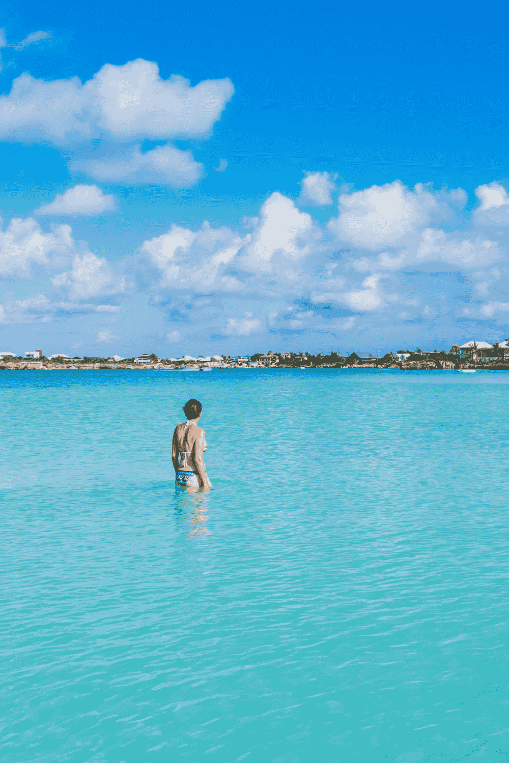 Sapodilla bay with calm shallow turquoise water in Providenciales Turks and Caicos