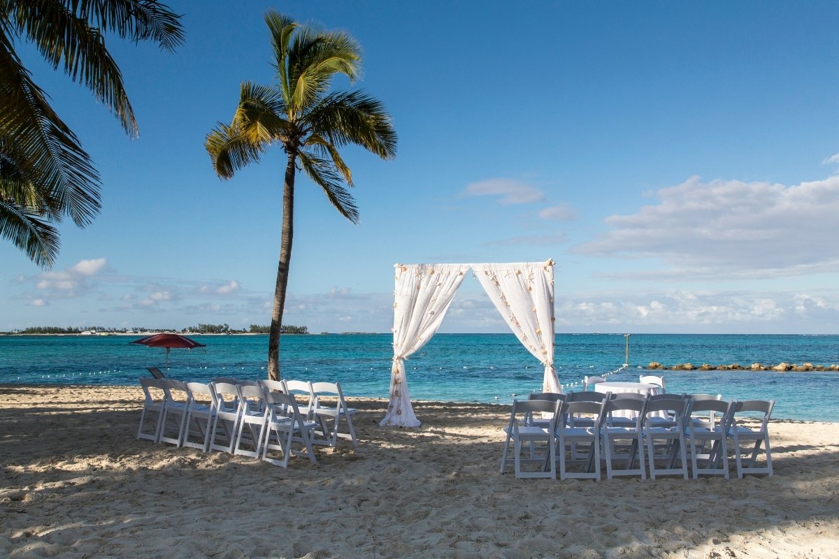 Wedding decorations on the Cable beach, Nassau